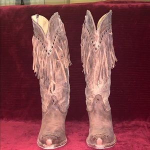 Size 7 Leather Tony Lama Cowgirl Boots w/ Fringe